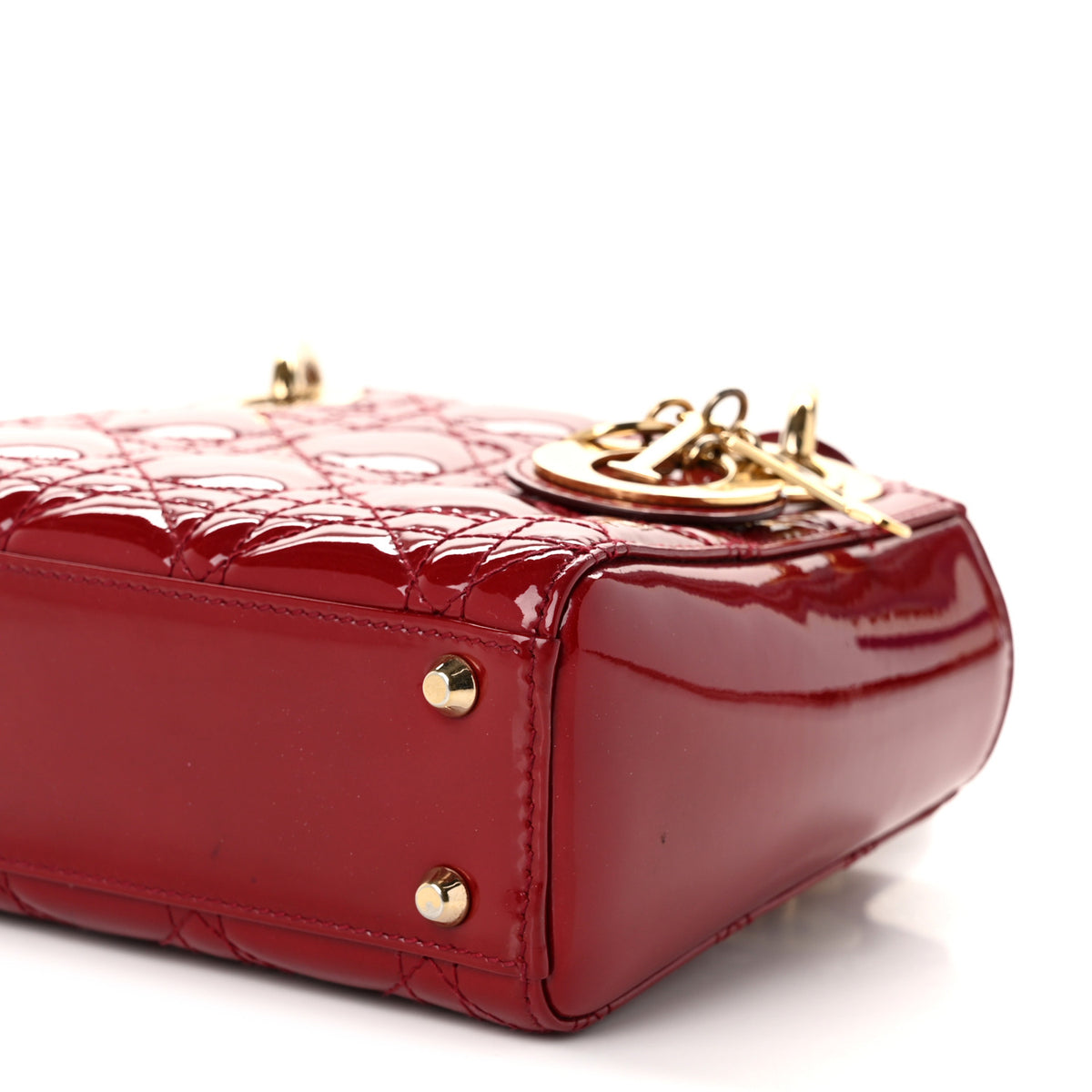 Patent Cannage Mini Lady Dior Red