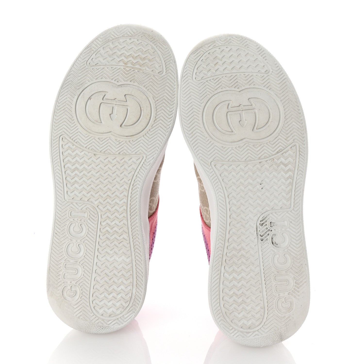 Gucci Calfskin GG Supreme Monogram Perforated Womens Platform 55mm Sneakers 38.5 Wild Cherry Beige Mystic White Bright Purple 6 of 8