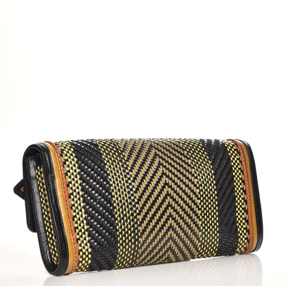 Burberry Prorsum Calfskin Cotton Woven Clutch Black Multi 3 of 10
