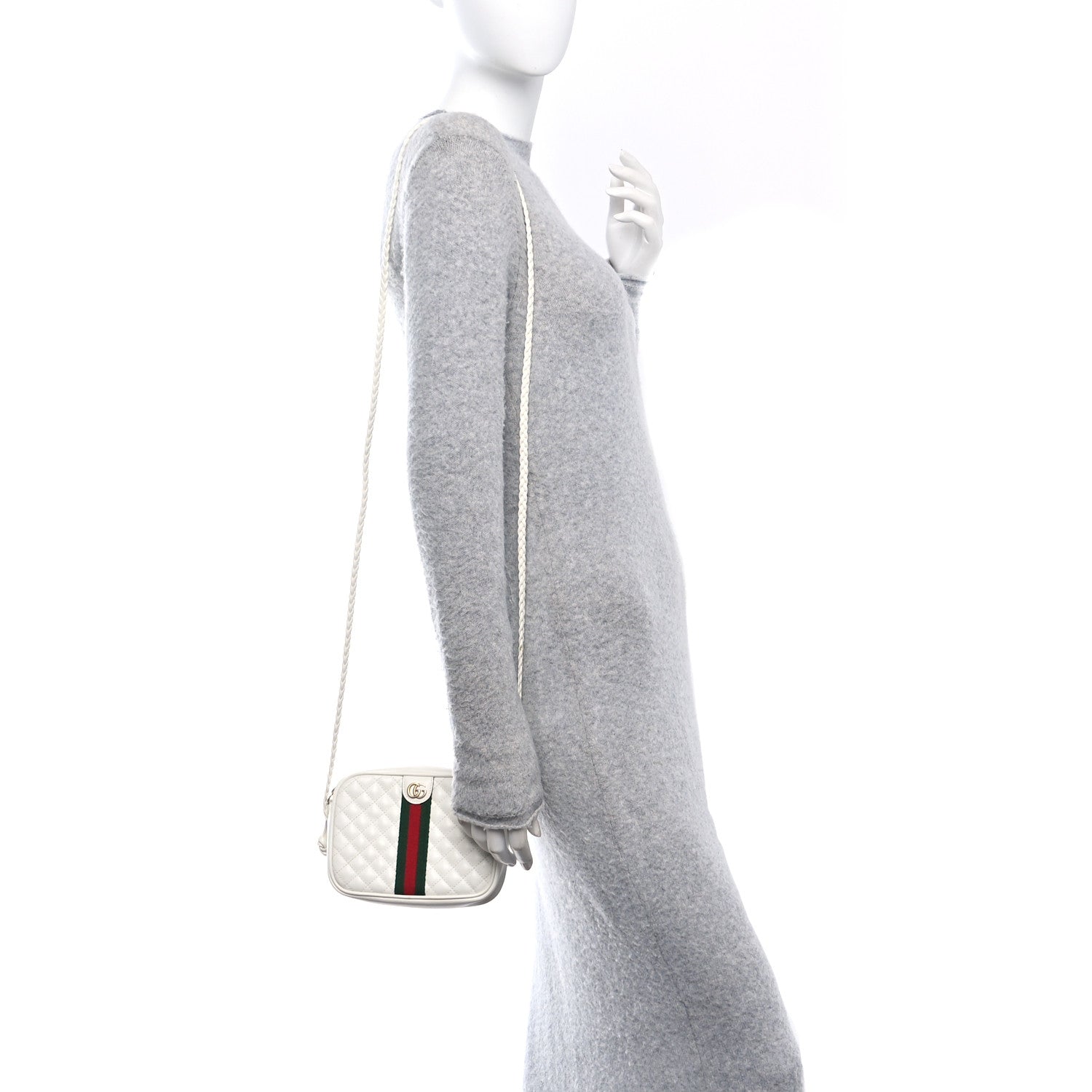 Gucci Calfskin Web Trapuntata Mini Shoulder Bag Off White 2 of 10