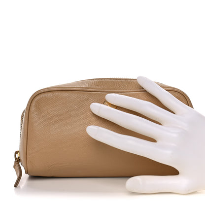 Chanel Grained Calfskin CC Button Pouch Cosmetic Case Beige 2 of 16