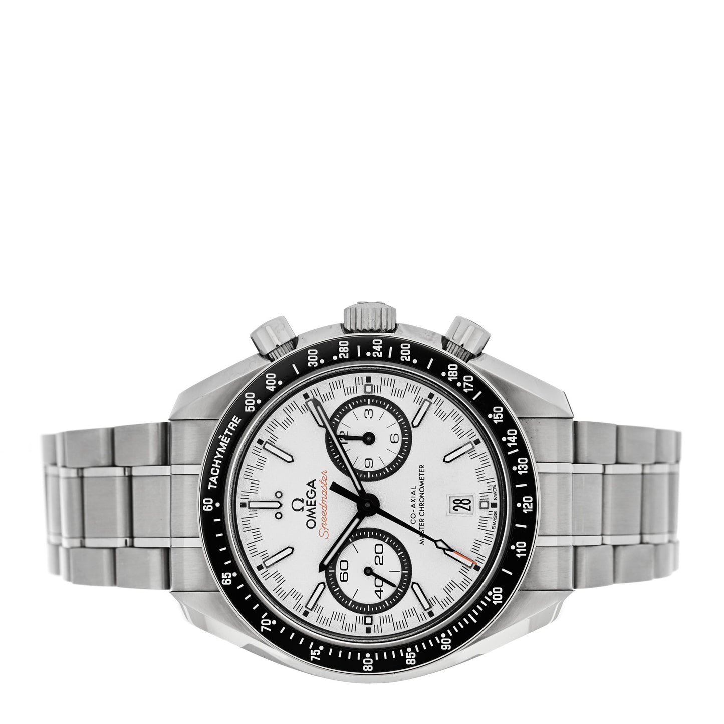 Stainless Steel 44mm Speedmaster Racing Co-Axial Master Chronometer Chronograph Automatic Watch White 329.30.44.51.04.001
