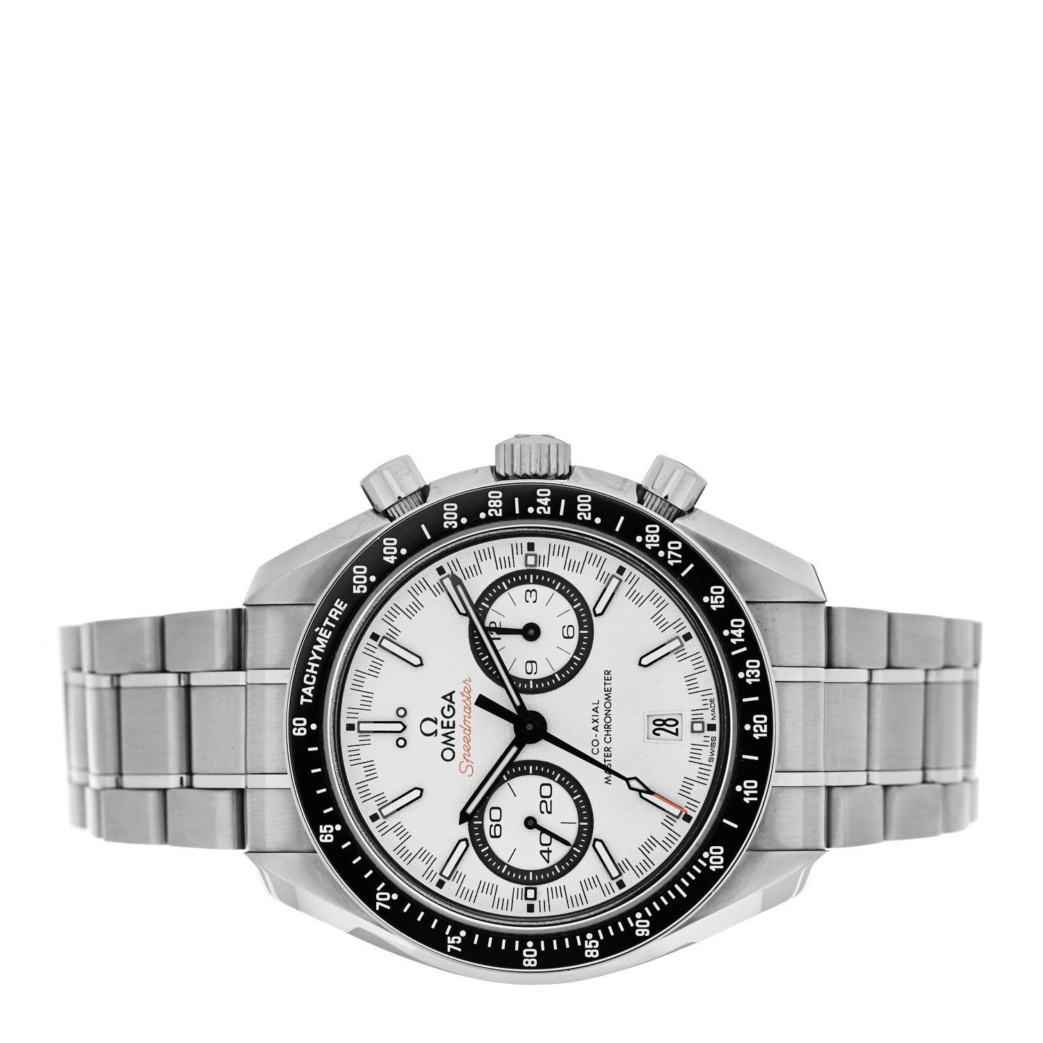 Omega Stainless Steel 44mm Speedmaster Racing Co-Axial Master Chronometer Chronograph Automatic Watch White 329.30.44.51.04.001 2 of 5