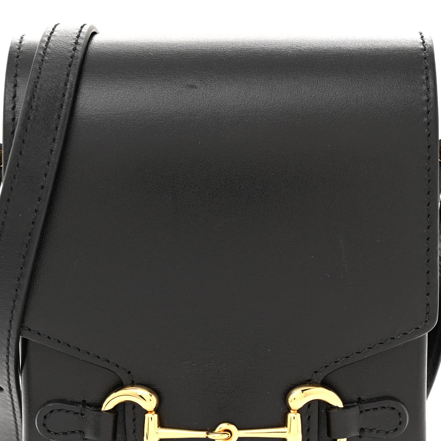 Textured Dollar Calfskin Mini Horsebit 1955 Crossbody Bag Black
