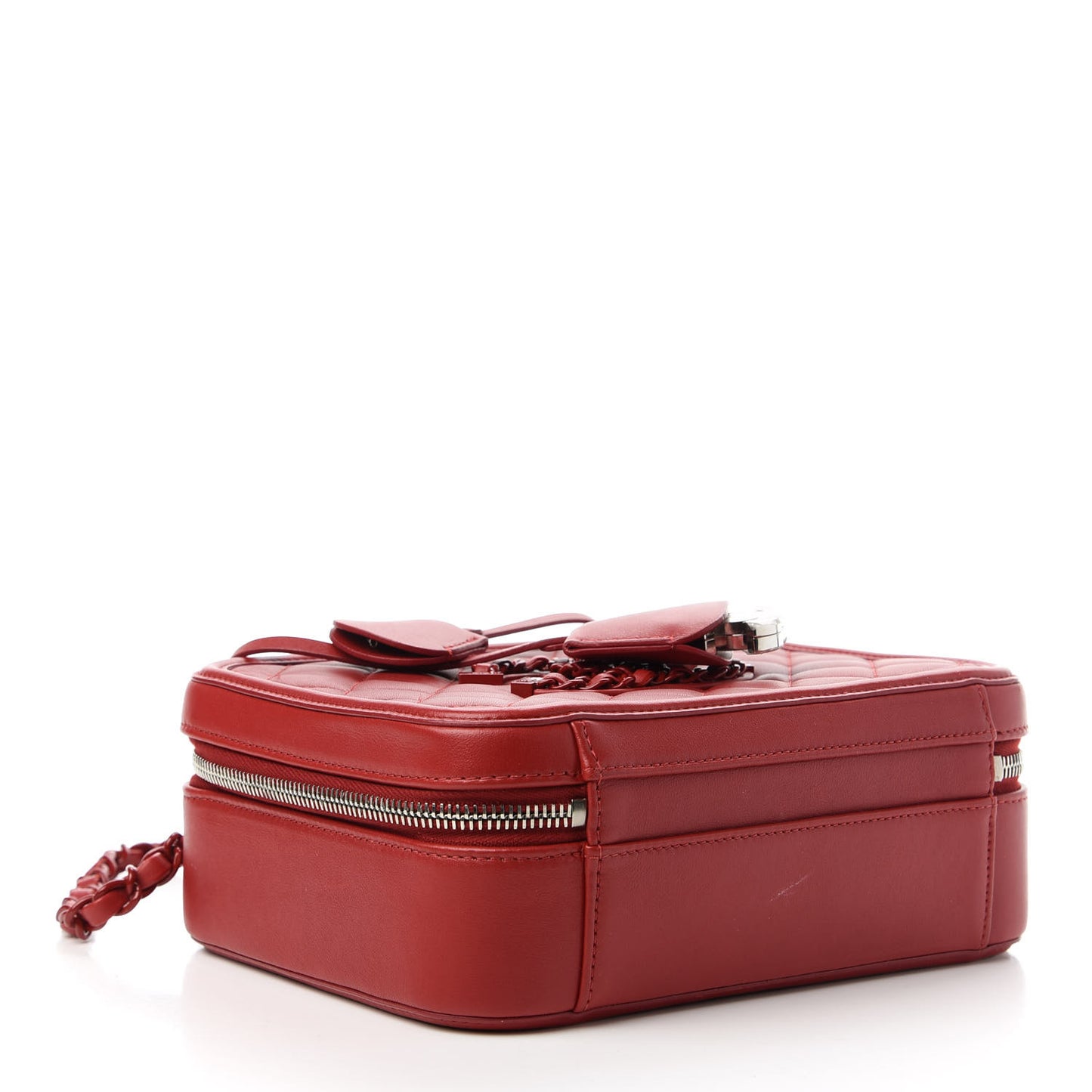 Calfskin Quilted Medium CC Filigree Vanity Case Red