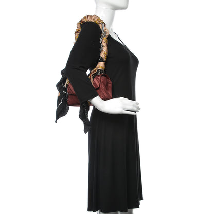 Balenciaga Nylon Jacquard Diagonal Logo Small Scarf Lock Chain Shoulder Bag Rouge Bordeaux Black Beige 2 of 10