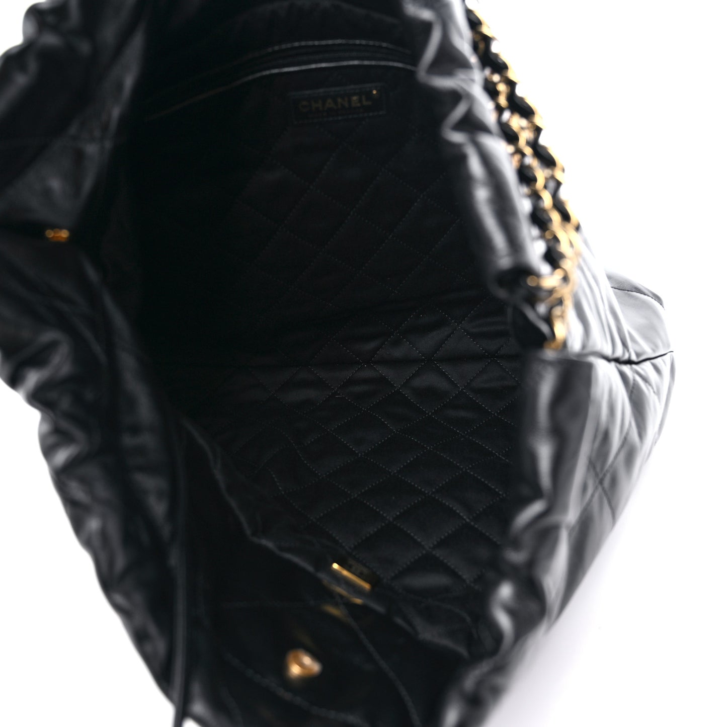 Shiny Calfskin Quilted Chanel 22 Black