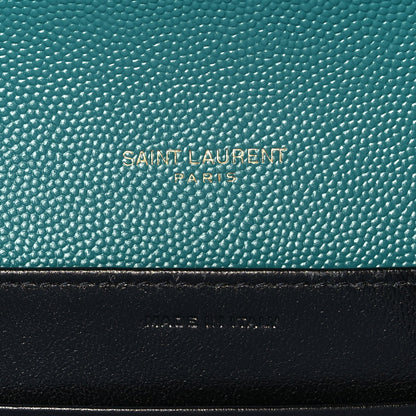 Saint Laurent Grain De Poudre Monogram Cassandra Chain Wallet Teal 6 of 9