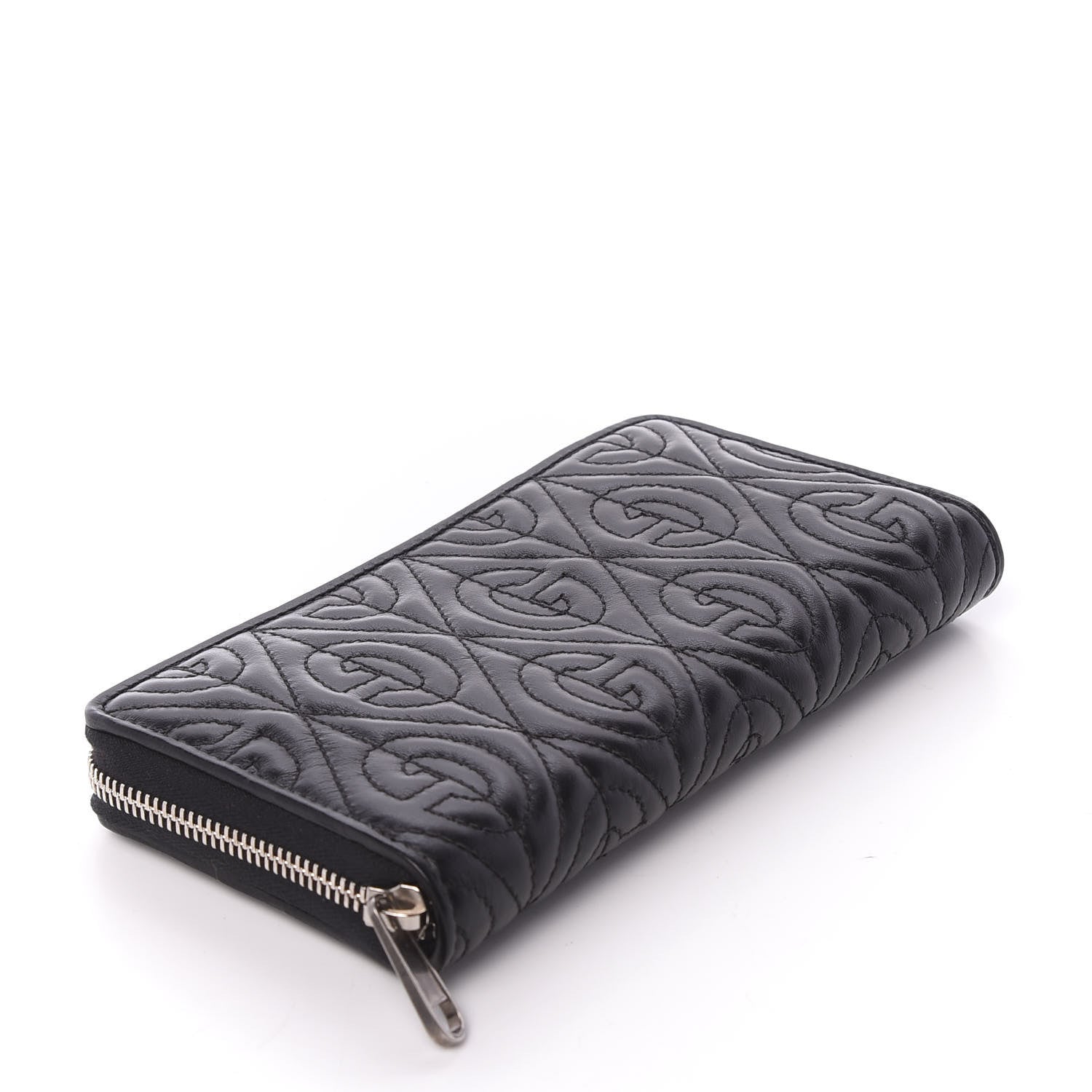 Gucci Calfskin G Rhombus Quilted Zip Around Wallet Black 4 of 9