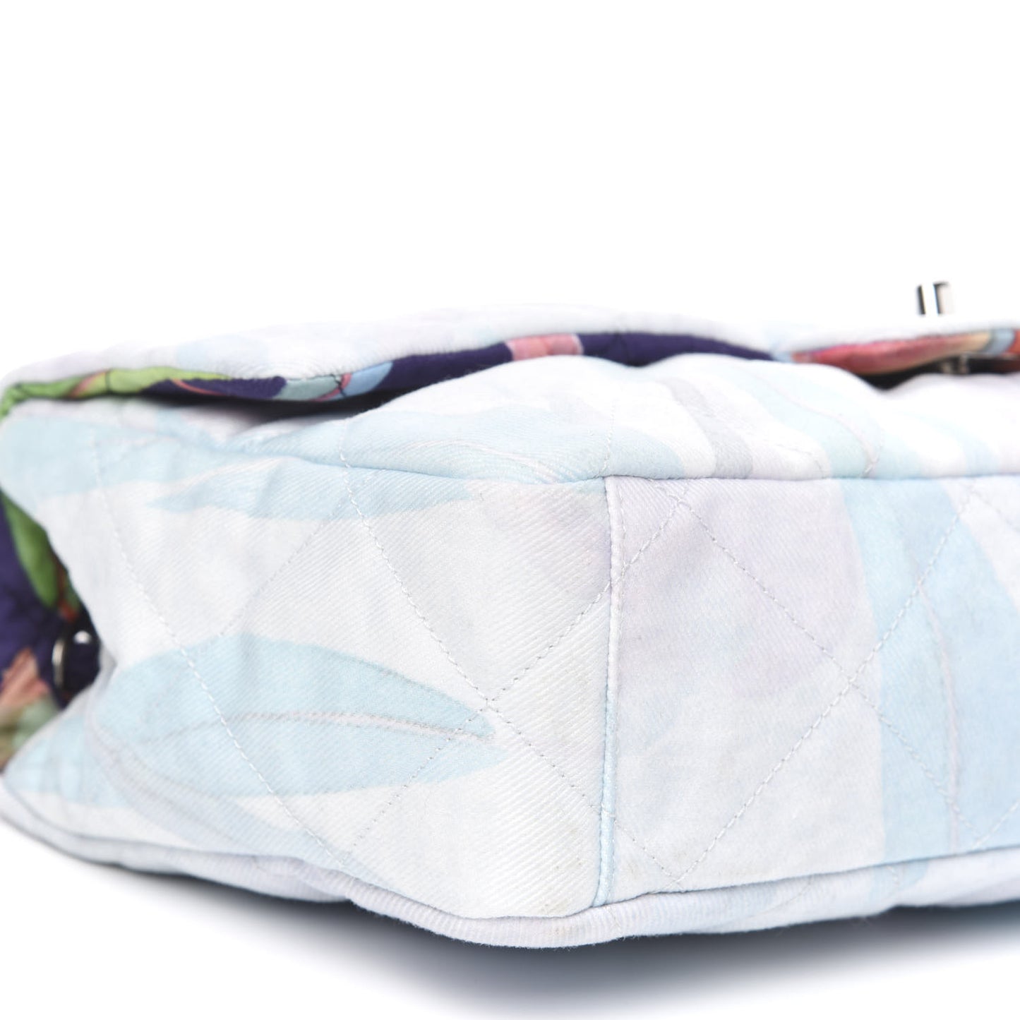 Canvas Quilted Printed Flap White Multicolor