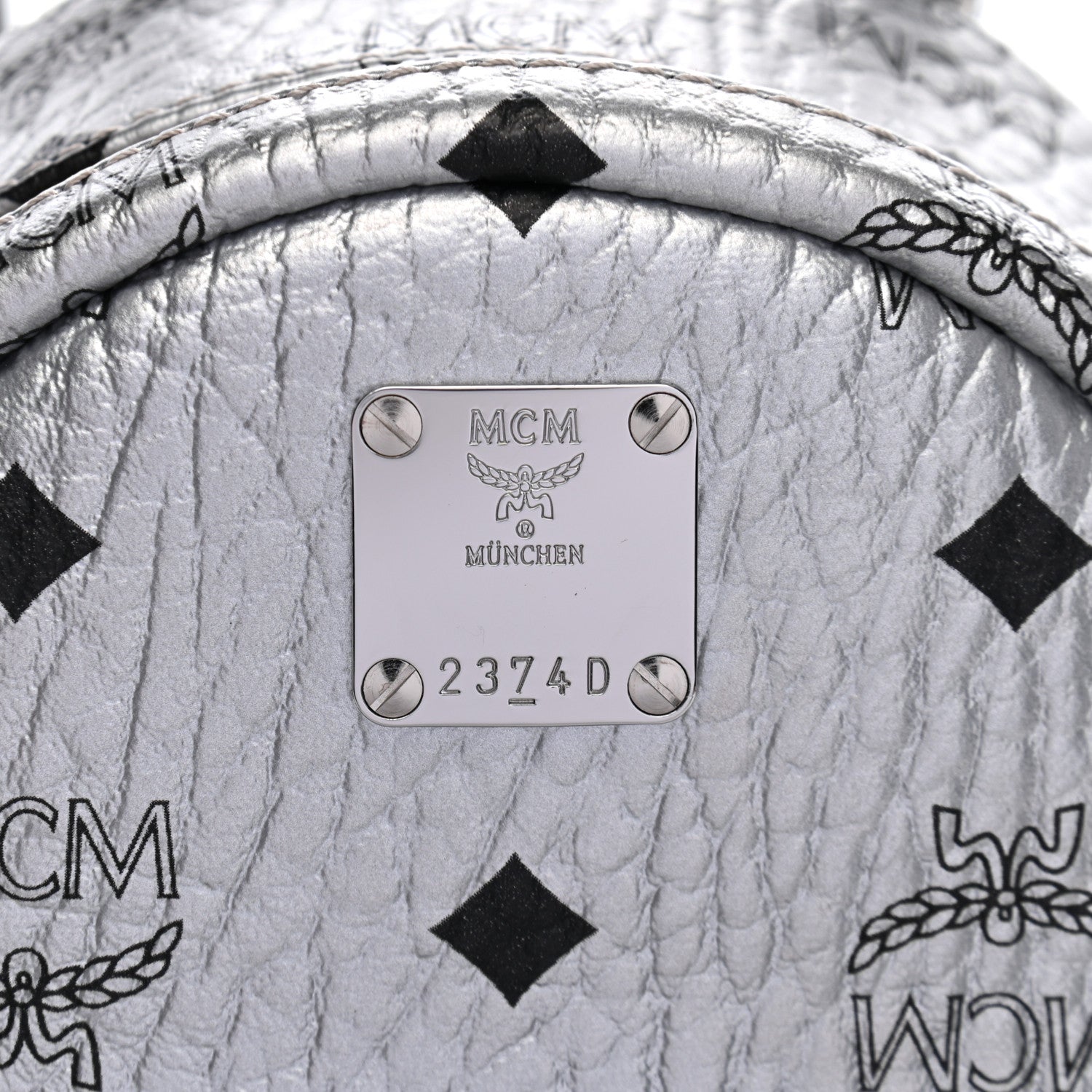 MCM Metallic Visetos Studded X-Mini Bebe Boo Backpack Silver 7 of 9