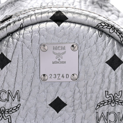 MCM Metallic Visetos Studded X-Mini Bebe Boo Backpack Silver 7 of 9