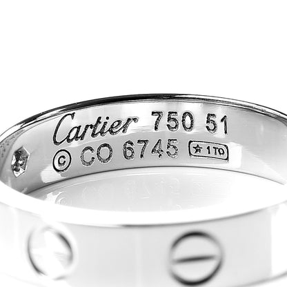 Cartier 18K White Gold Diamond 4mm LOVE Wedding Band Ring 51 5.75 4 of 4