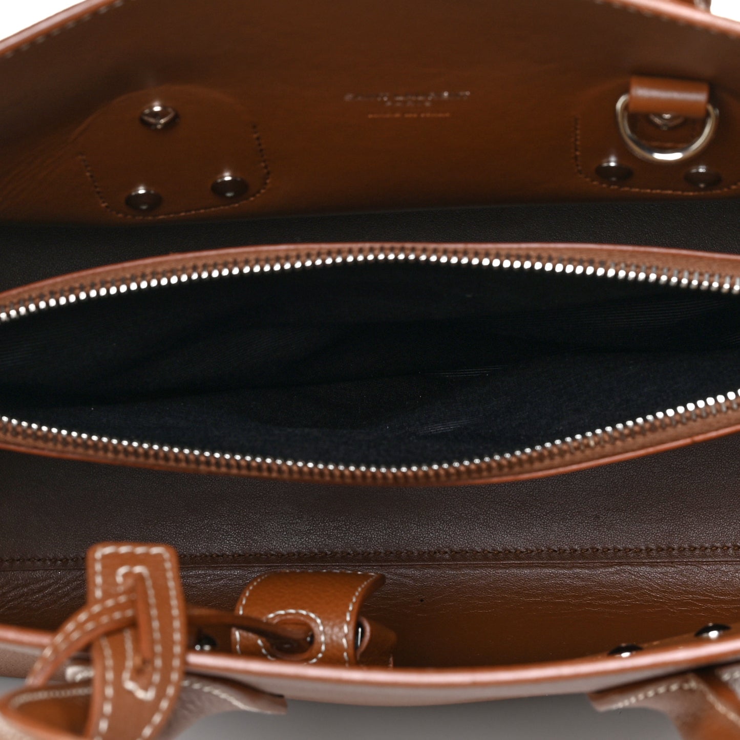 Grained Calfskin Topstitch Small Sac De Jour Cognac