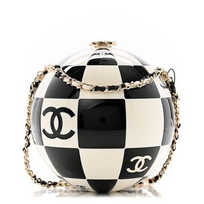 Chanel Resin Enamel CC Round Minaudiere Clutch Black White 1 of 12