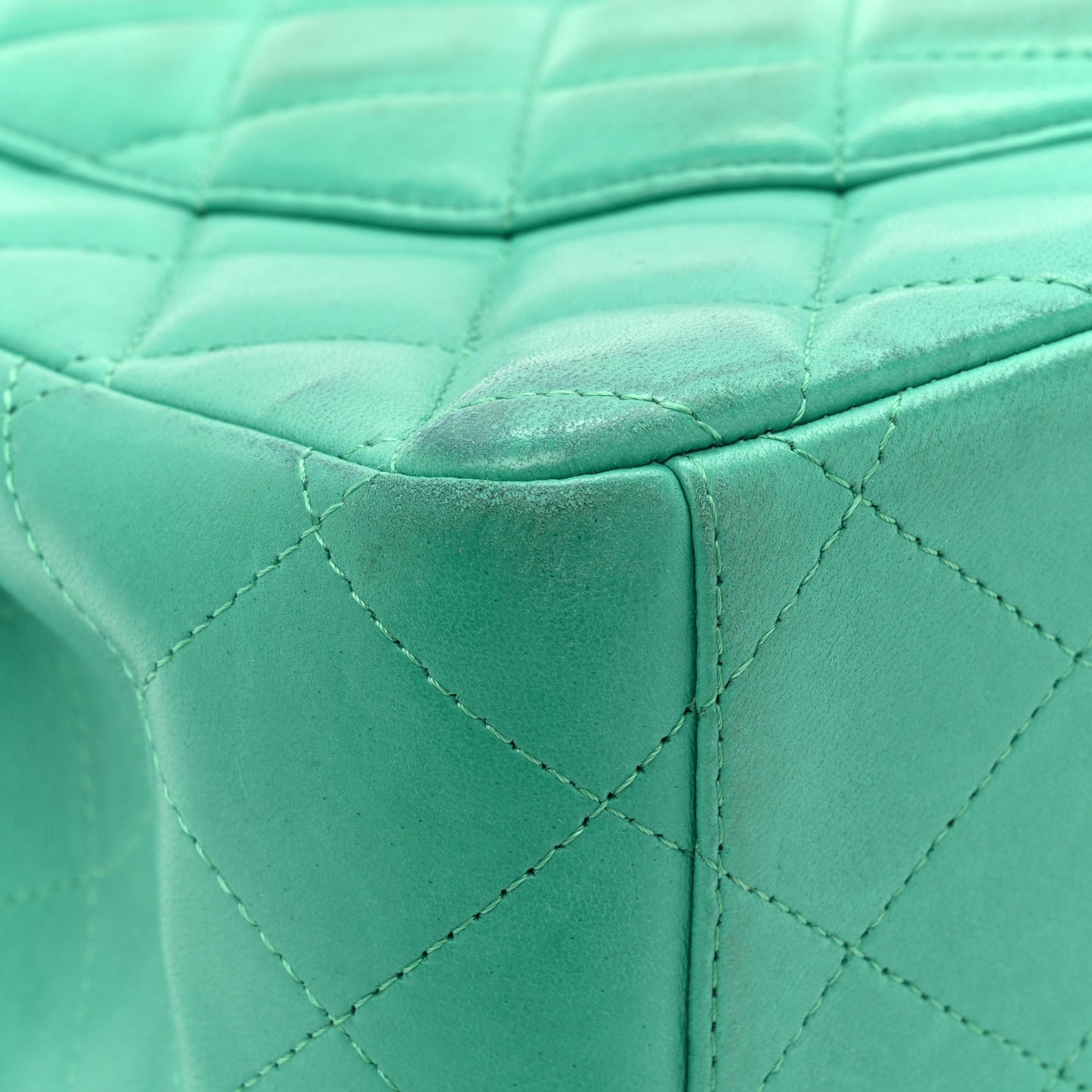 Lambskin Quilted Maxi Double Flap Green