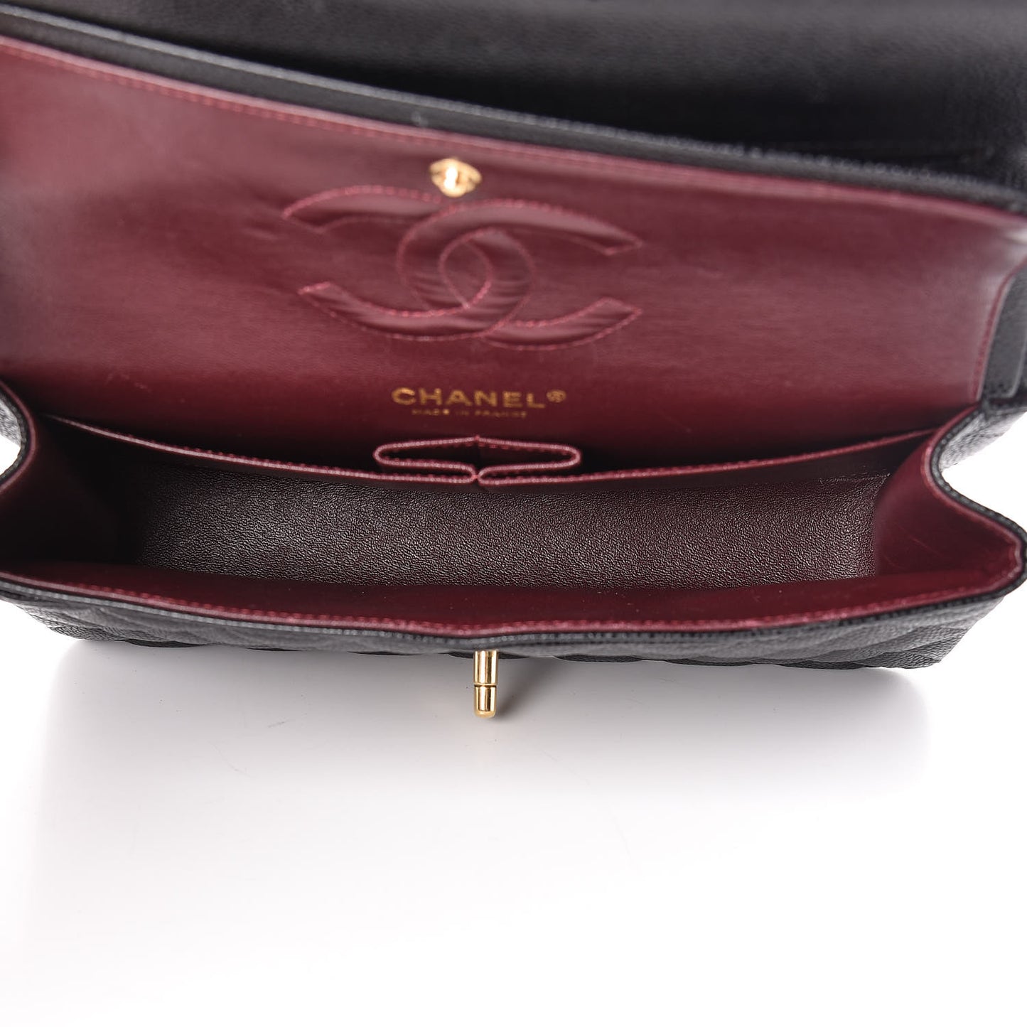 Caviar Quilted Medium Double Flap Black