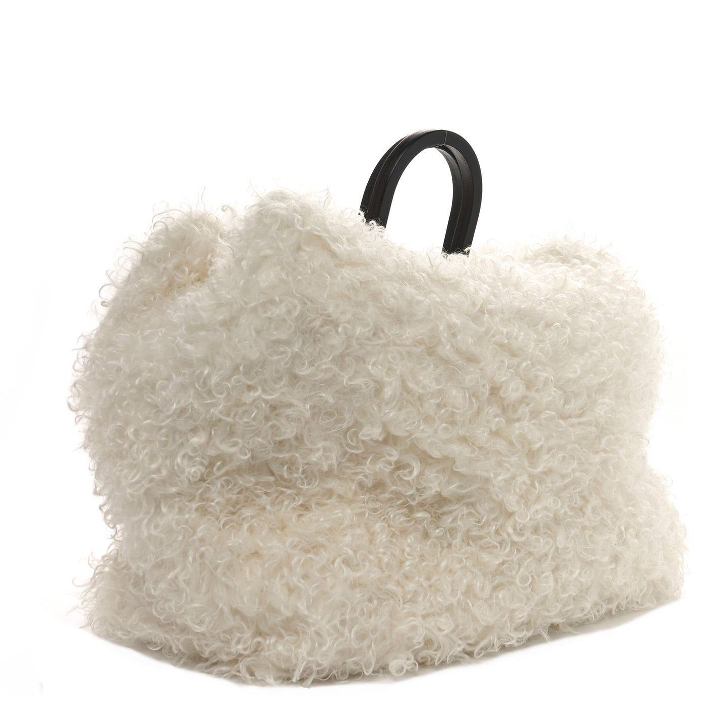 Mohair Vitello Aura Logo Large Fendi Sunshine Shopper Tote White Ebano