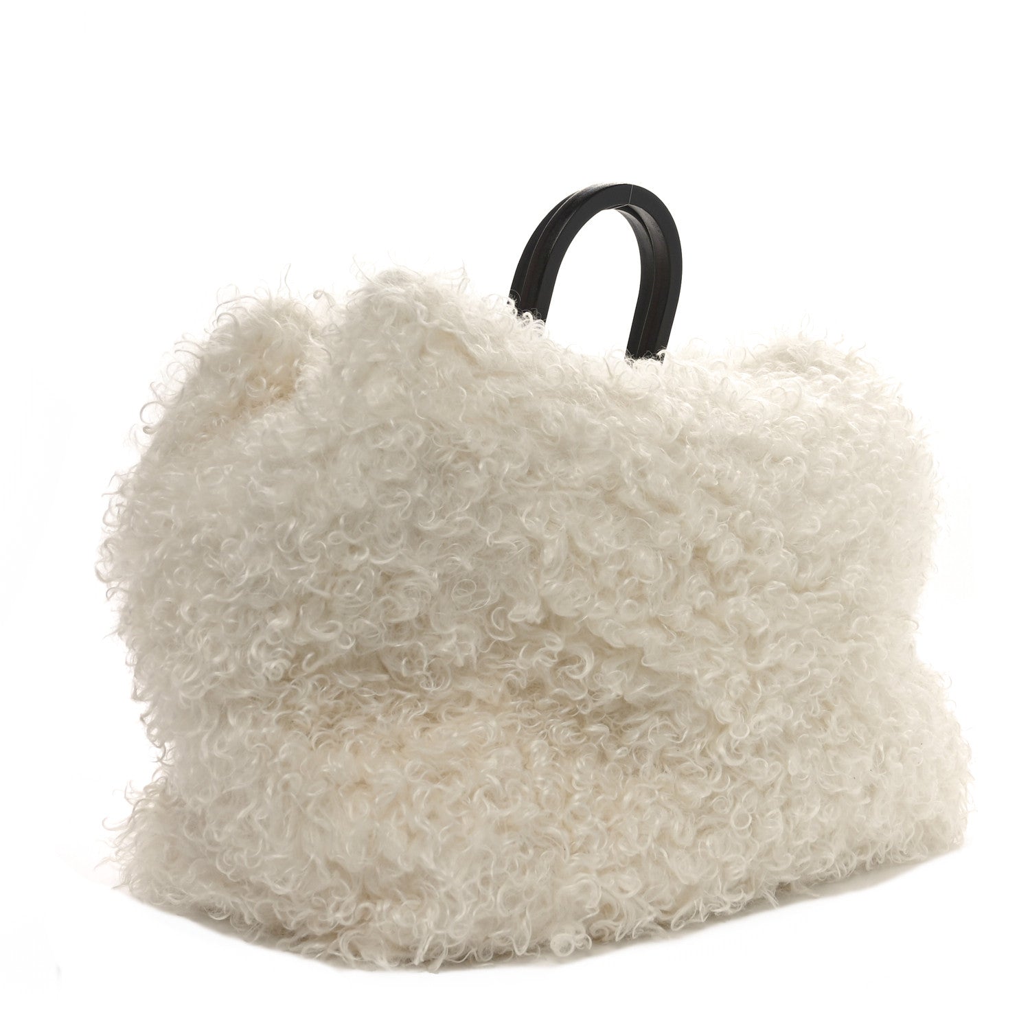 Fendi Mohair Vitello Aura Logo Large Fendi Sunshine Shopper Tote White Ebano 3 of 11