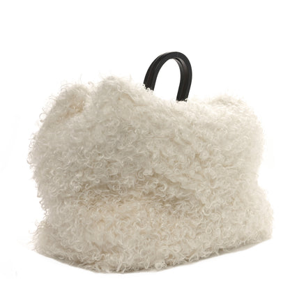 Fendi Mohair Vitello Aura Logo Large Fendi Sunshine Shopper Tote White Ebano 3 of 11