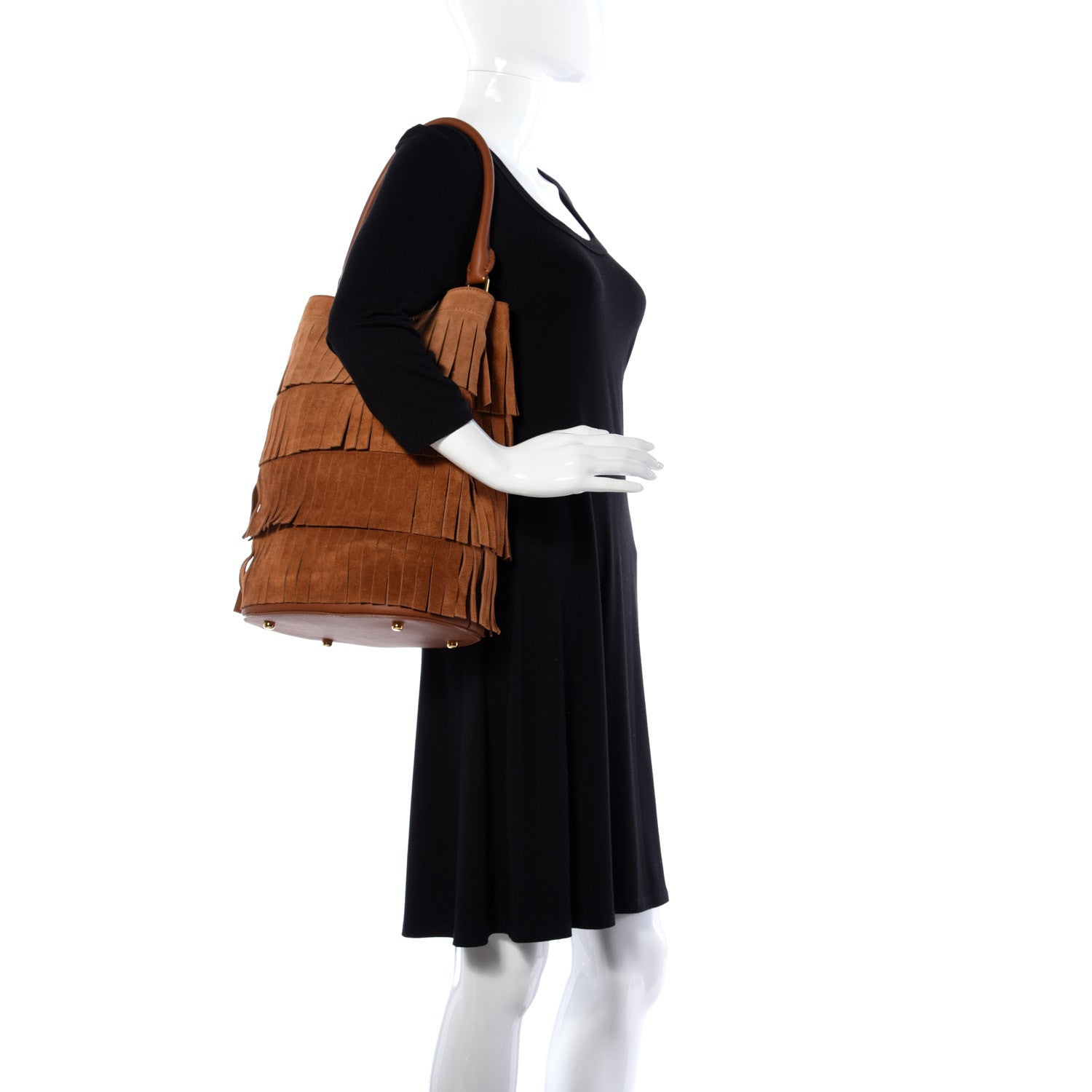 Burberry Prorsum Suede Fringe Bucket Bag Cognac 2 of 8