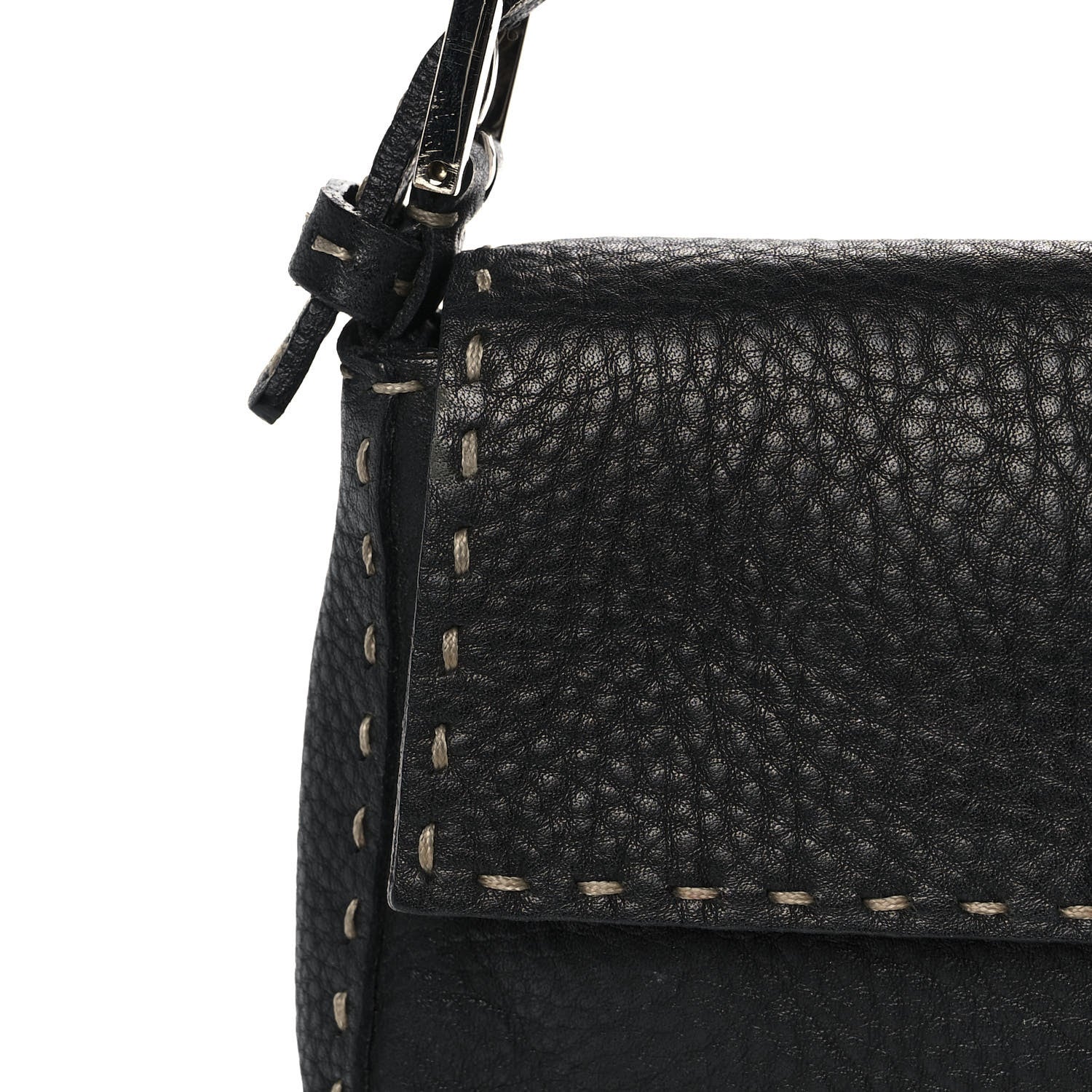 Fendi Calfskin Romano Selleria Baguette Black 9 of 11