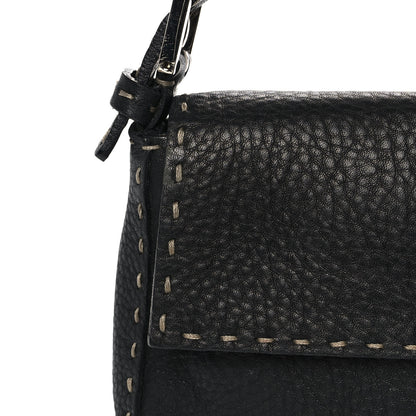 Fendi Calfskin Romano Selleria Baguette Black 9 of 11