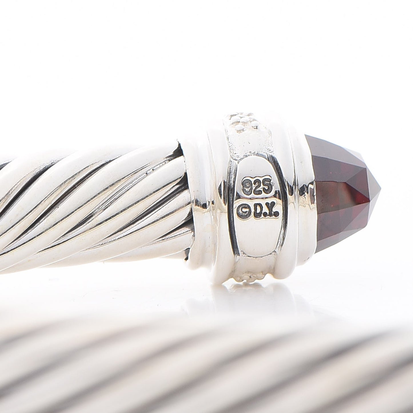 Sterling Silver Diamond Garnet 7mm Cable Classics Bracelet