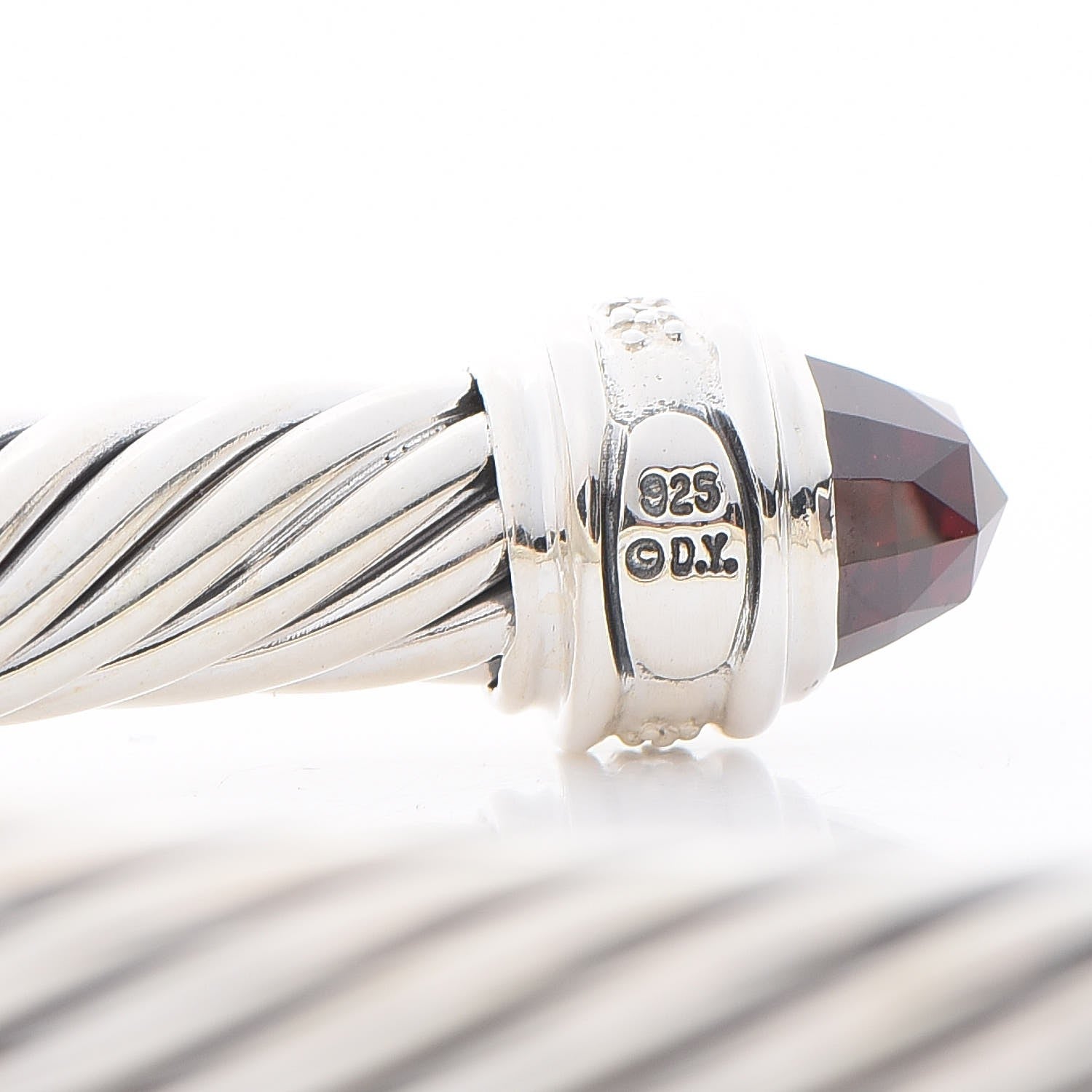David Yurman Sterling Silver Diamond Garnet 7mm Cable Classics Bracelet 4 of 5