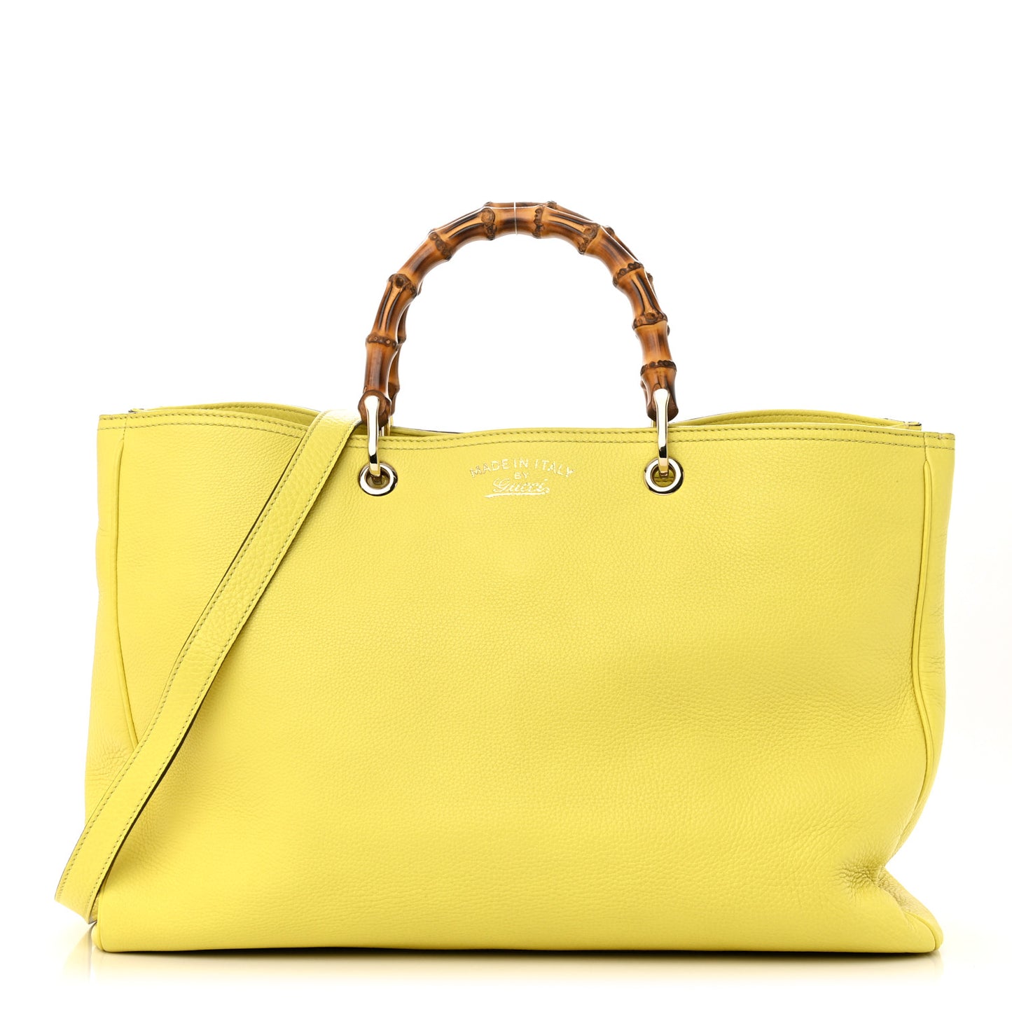 Calfskin Large Bamboo Shopper Tote Citrus