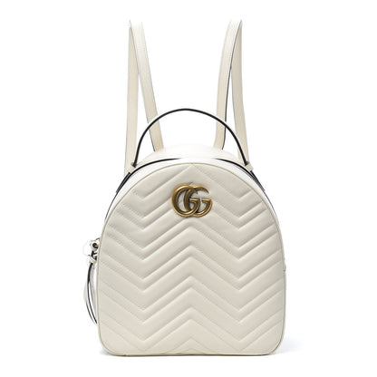 Gucci Calfskin Matelasse GG Marmont Dome Backpack White 1 of 9