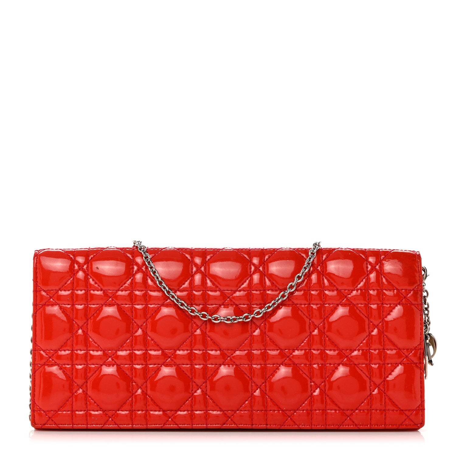 Christian Dior Patent Cannage Lady Dior Convertible Clutch Red 1 of 8