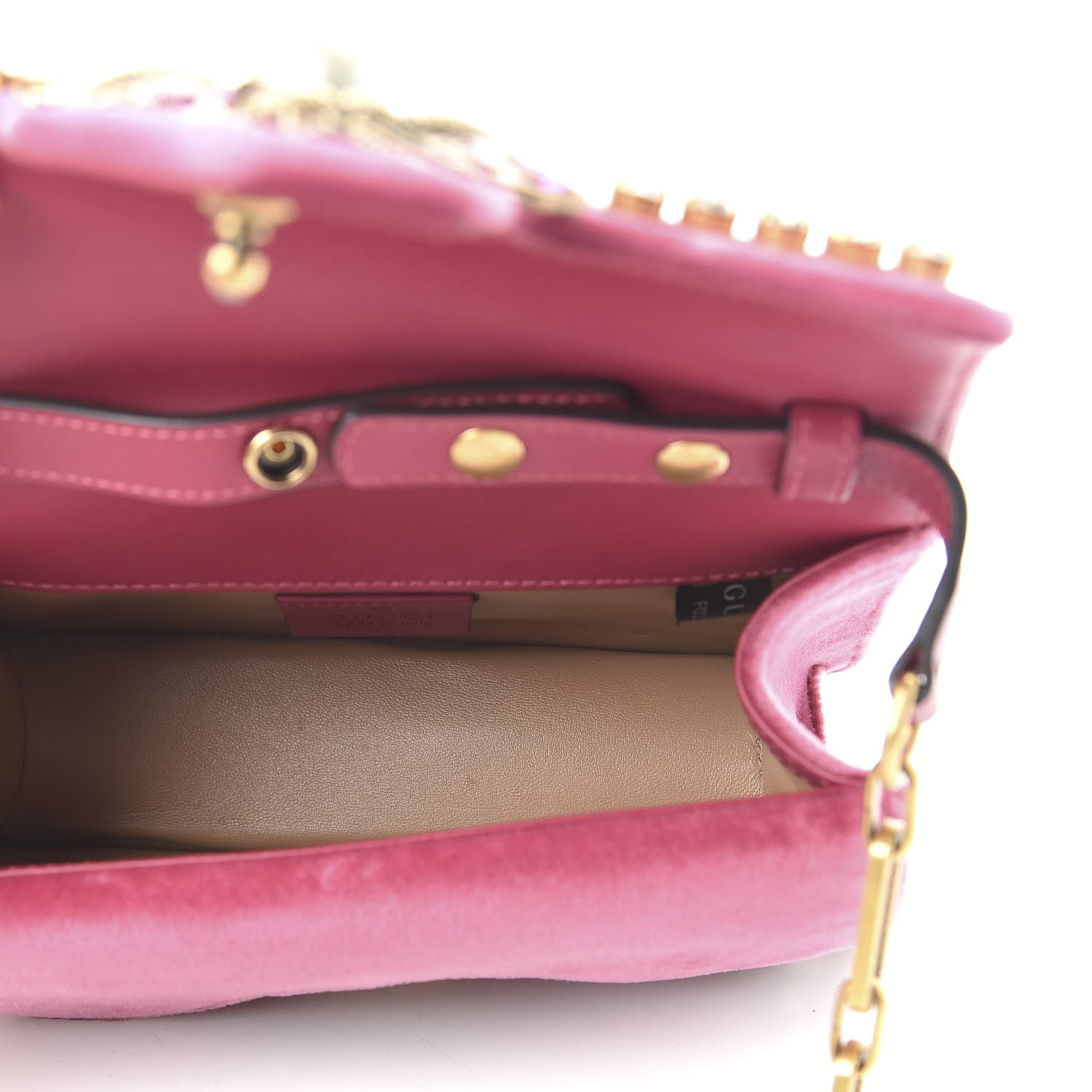 Gucci Velvet Crystal Mini Bee Broadway Shoulder Bag Light Raspberry Rose 5 of 10