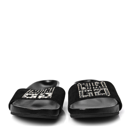 Givenchy Suede Sequin Logo Womens Slide Sandals 39 Black 2 of 7
