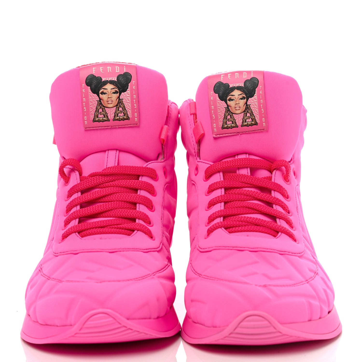 Fendi X NICKI MINAJ Lycra Macro FF Embossed Prints On High Top Sneakers 39 Pink 2 of 8