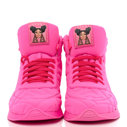 Fendi X NICKI MINAJ Lycra Macro FF Embossed Prints On High Top Sneakers 39 Pink 2 of 8