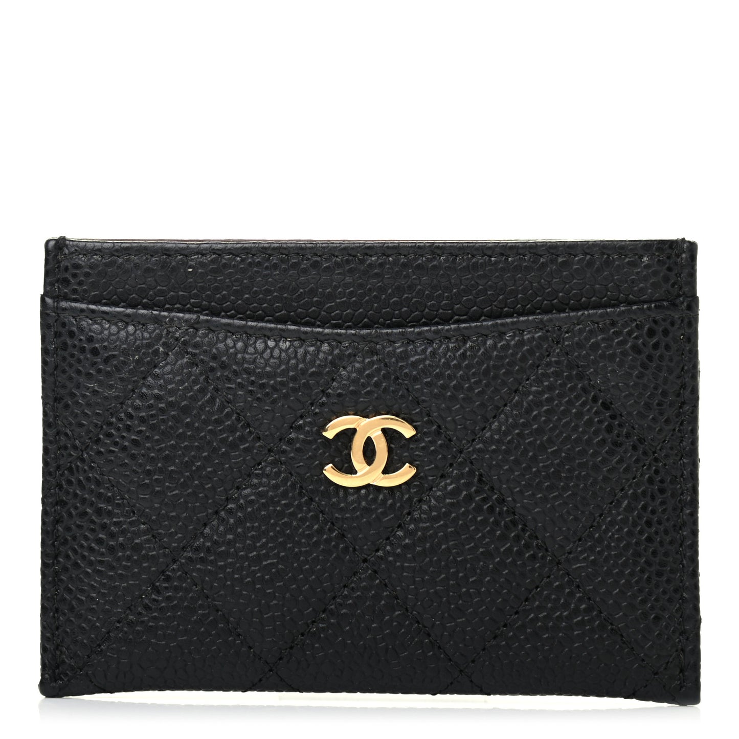 Caviar Quilted Card Holder Black