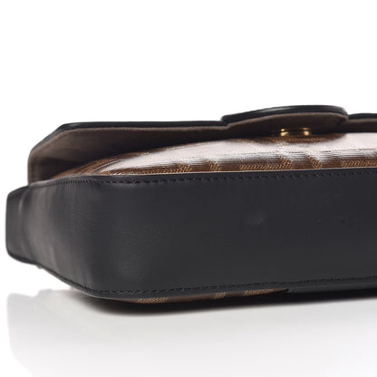 Fendi Glazed Fabric Vitello Century FF 1974 Stamp Patch Mini Double F Crossbody Bag Mogano Panna Black 5 of 13