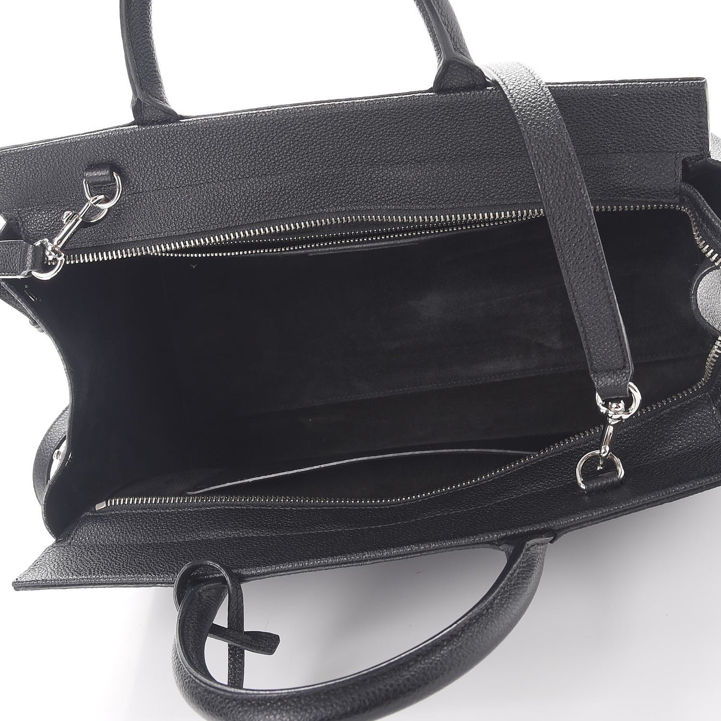 Grained Calfskin Small Cabas Rive Gauche Black