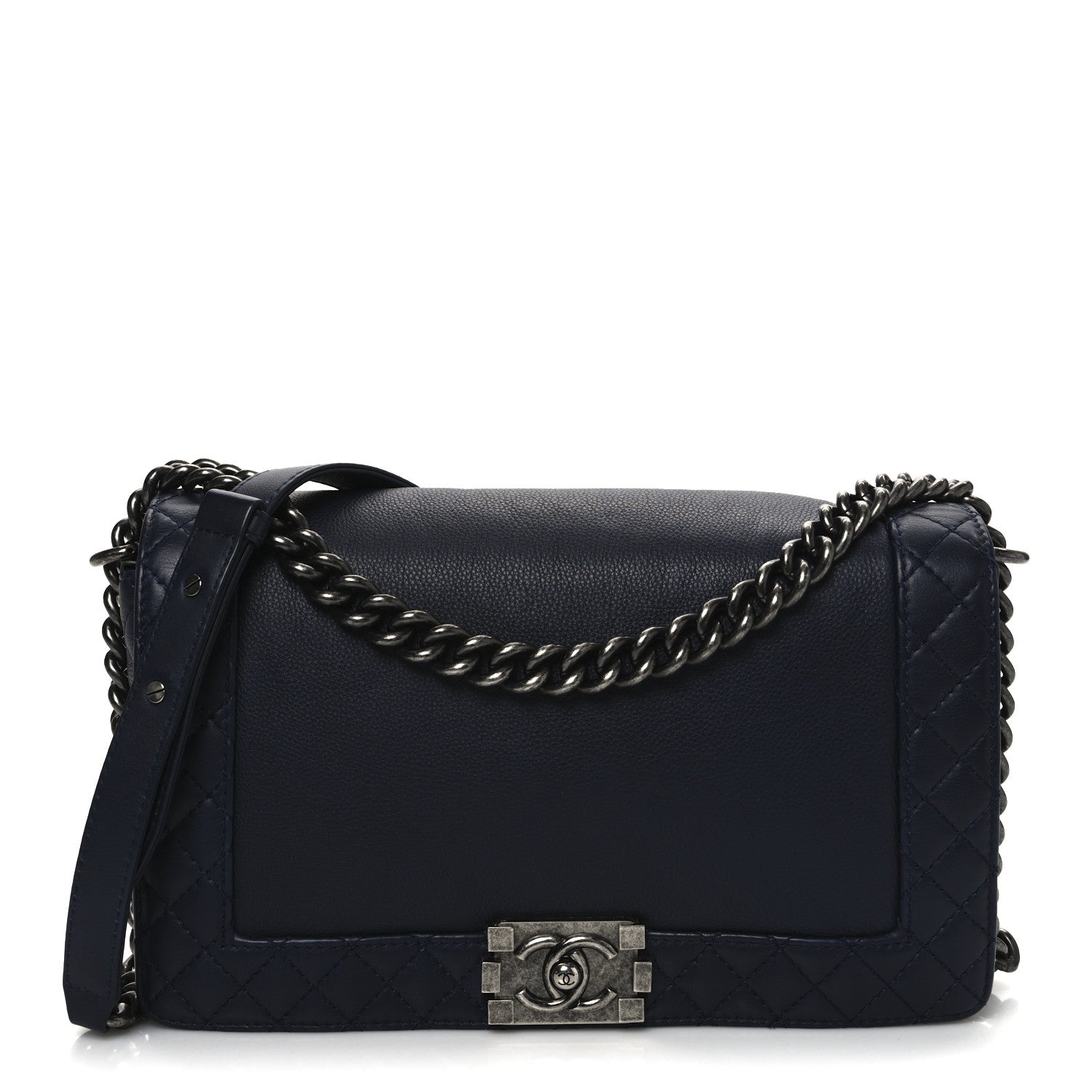 Chanel Calfskin New Medium Boy Reverso Flap Navy 1 of 12