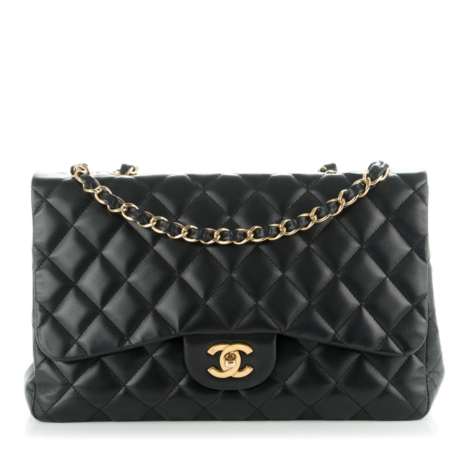 Chanel Lambskin Quilted Jumbo Single Flap Black 1 of 8