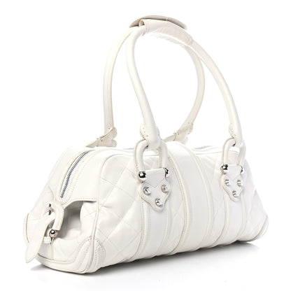 Burberry Calfskin Quilted Manor Satchel White 2 of 8