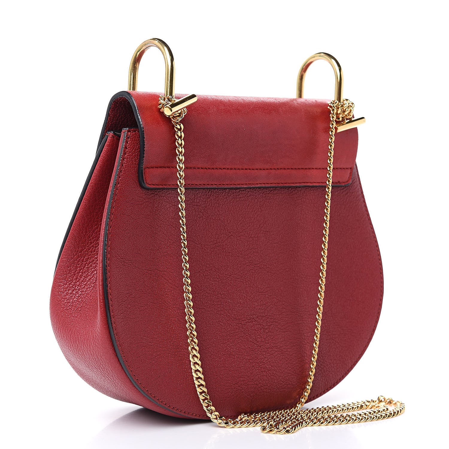 Chloe Grained Calfskin Lambskin Drew Shoulder Bag Red 3 of 16