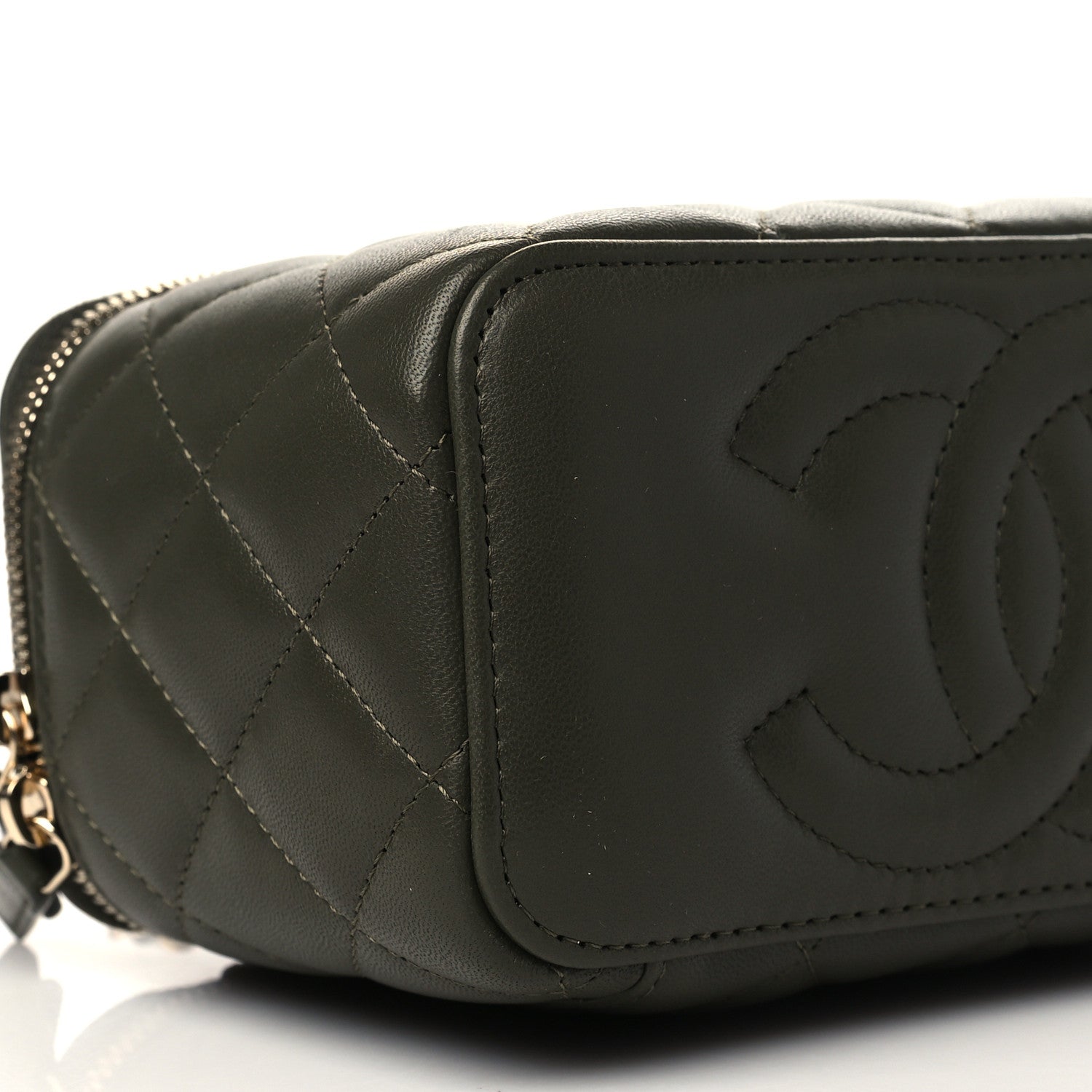 Chanel Lambskin Quilted Pick Me Up Vanity Case Khaki 8 of 10