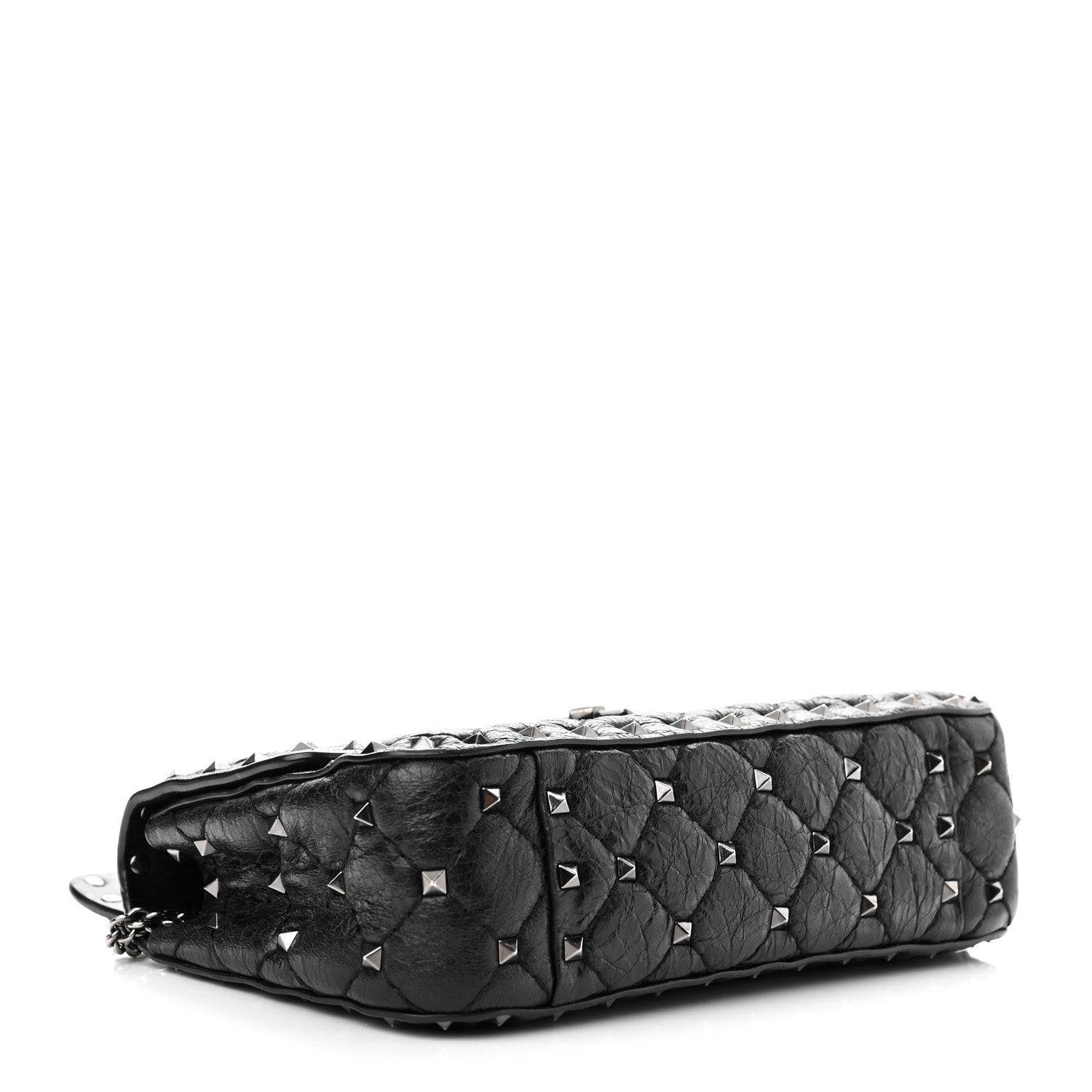 Valentino Garavani Craquele Nappa Small Rockstud Spike Shoulder Bag Black 3 of 11
