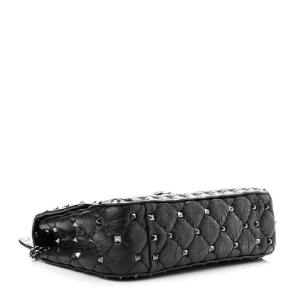 Valentino Garavani Craquele Nappa Small Rockstud Spike Shoulder Bag Black 3 of 11