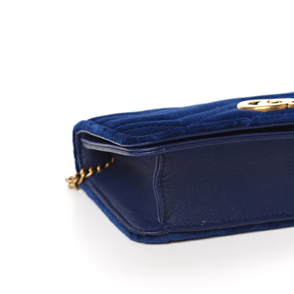 Gucci Velvet Matelasse GG Marmont Mini Bag Cobalt Blue 6 of 9