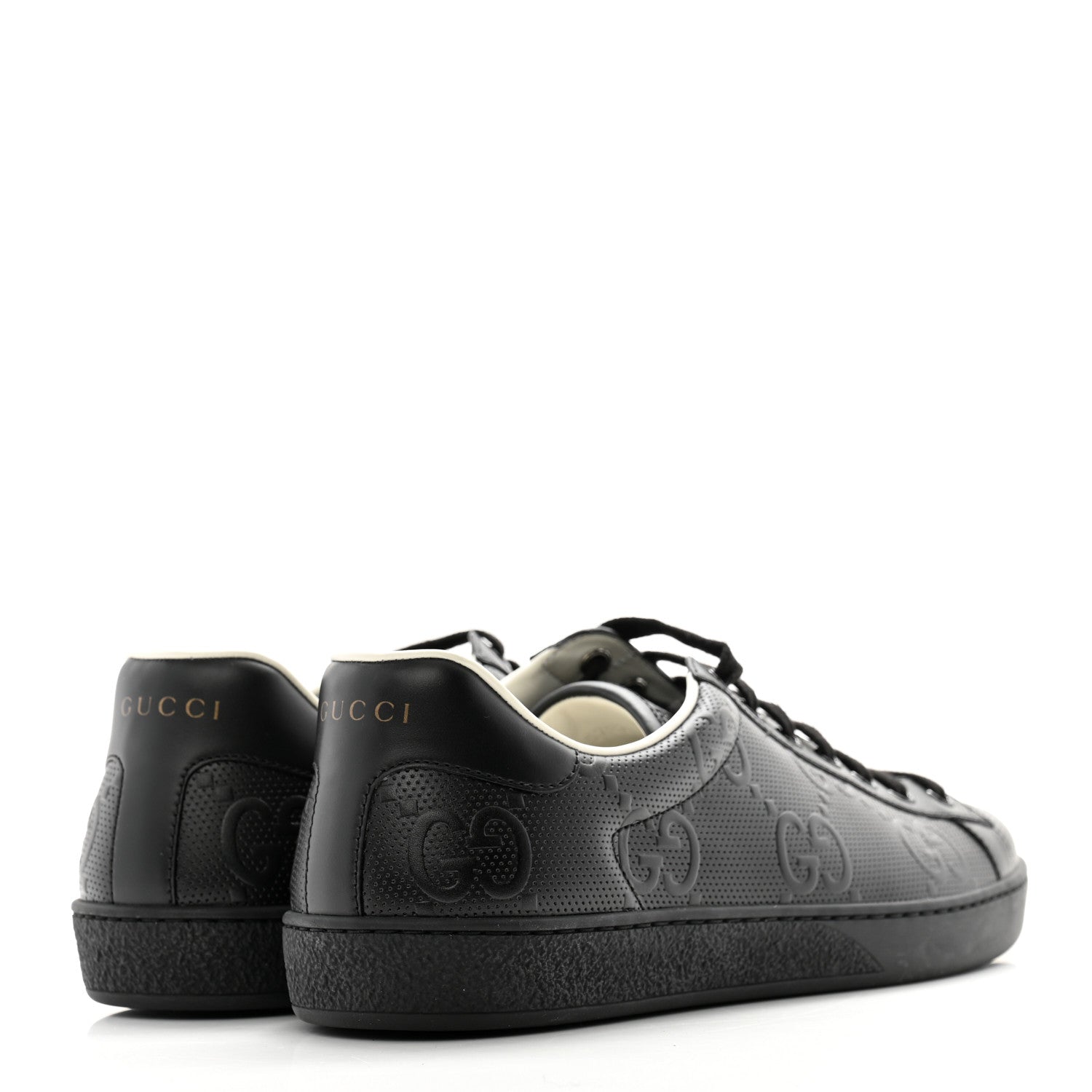 Gucci Calfskin GG Tennis Embossed Mens Ace Sneakers 8 Black 4 of 10