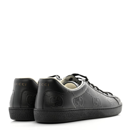 Gucci Calfskin GG Tennis Embossed Mens Ace Sneakers 8 Black 4 of 10