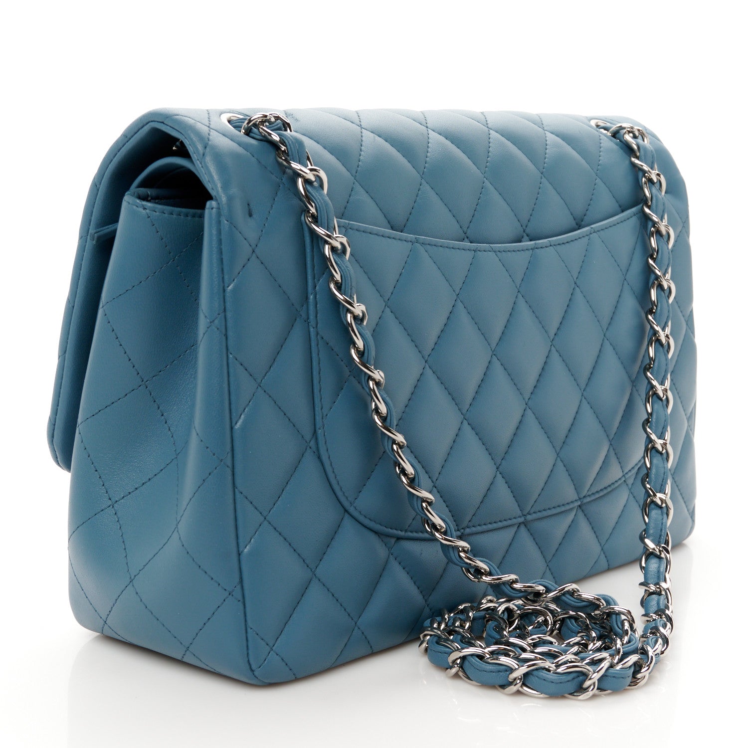 Chanel Lambskin Quilted Jumbo Double Flap Turquoise 3 of 11